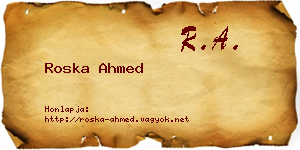 Roska Ahmed névjegykártya